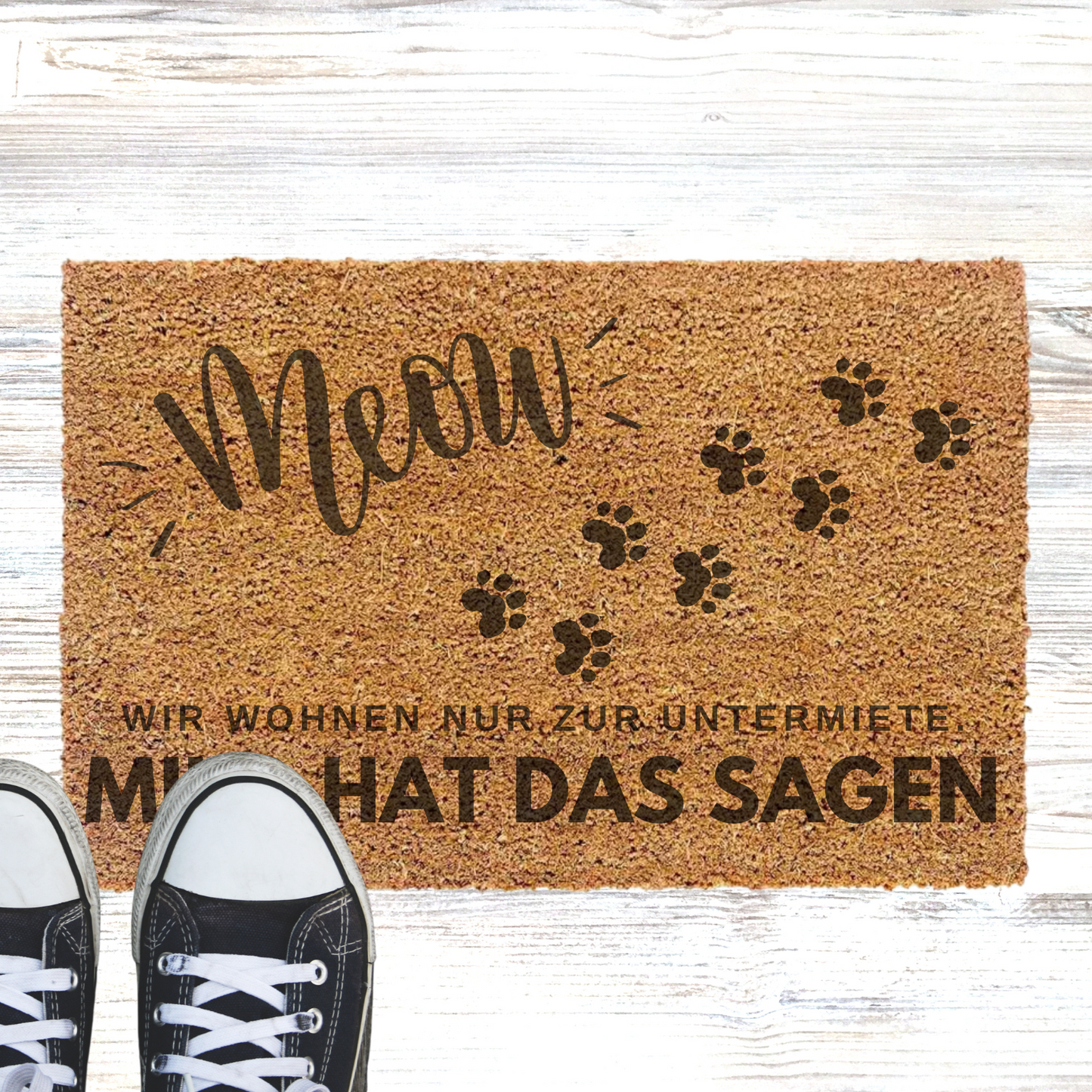Personalisierte Kokos Fußmatte - "Katzenname" hat das Sagen