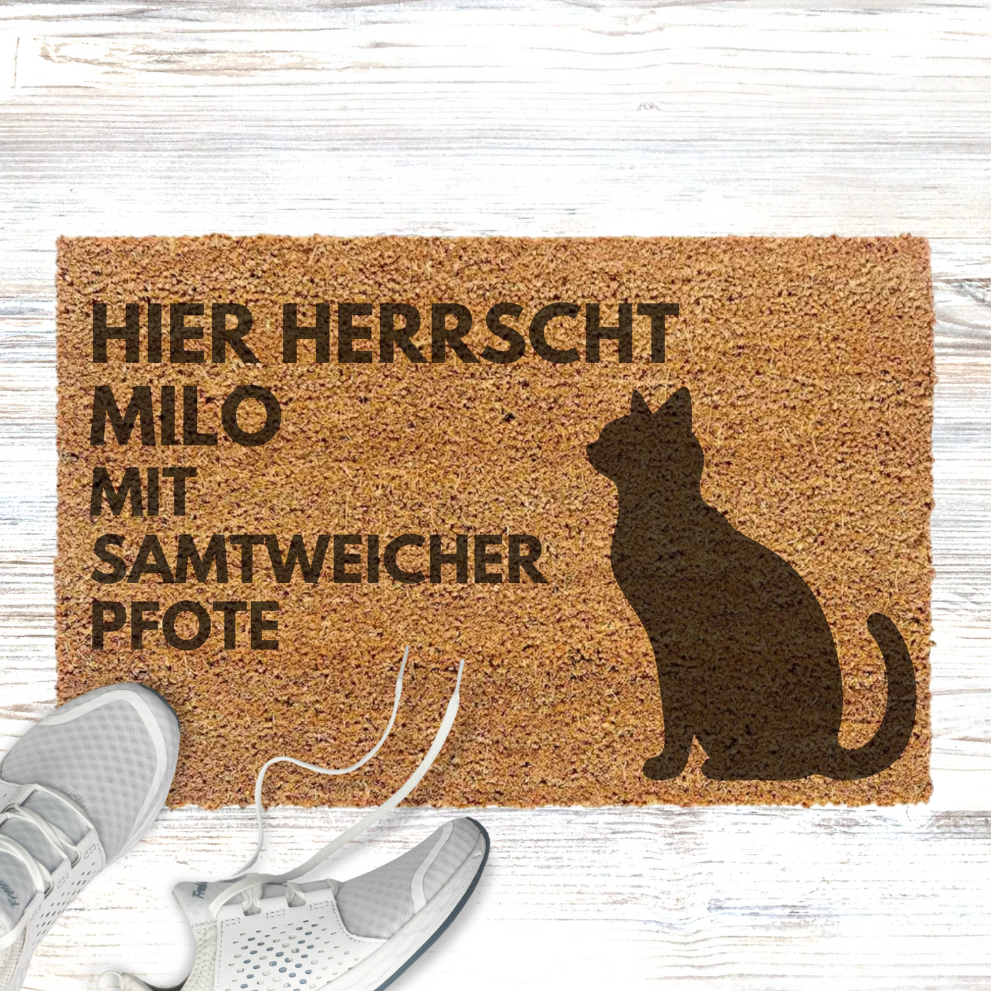 Personalisierte Kokos Fußmatte - Hier Herrscht "Katzenname"