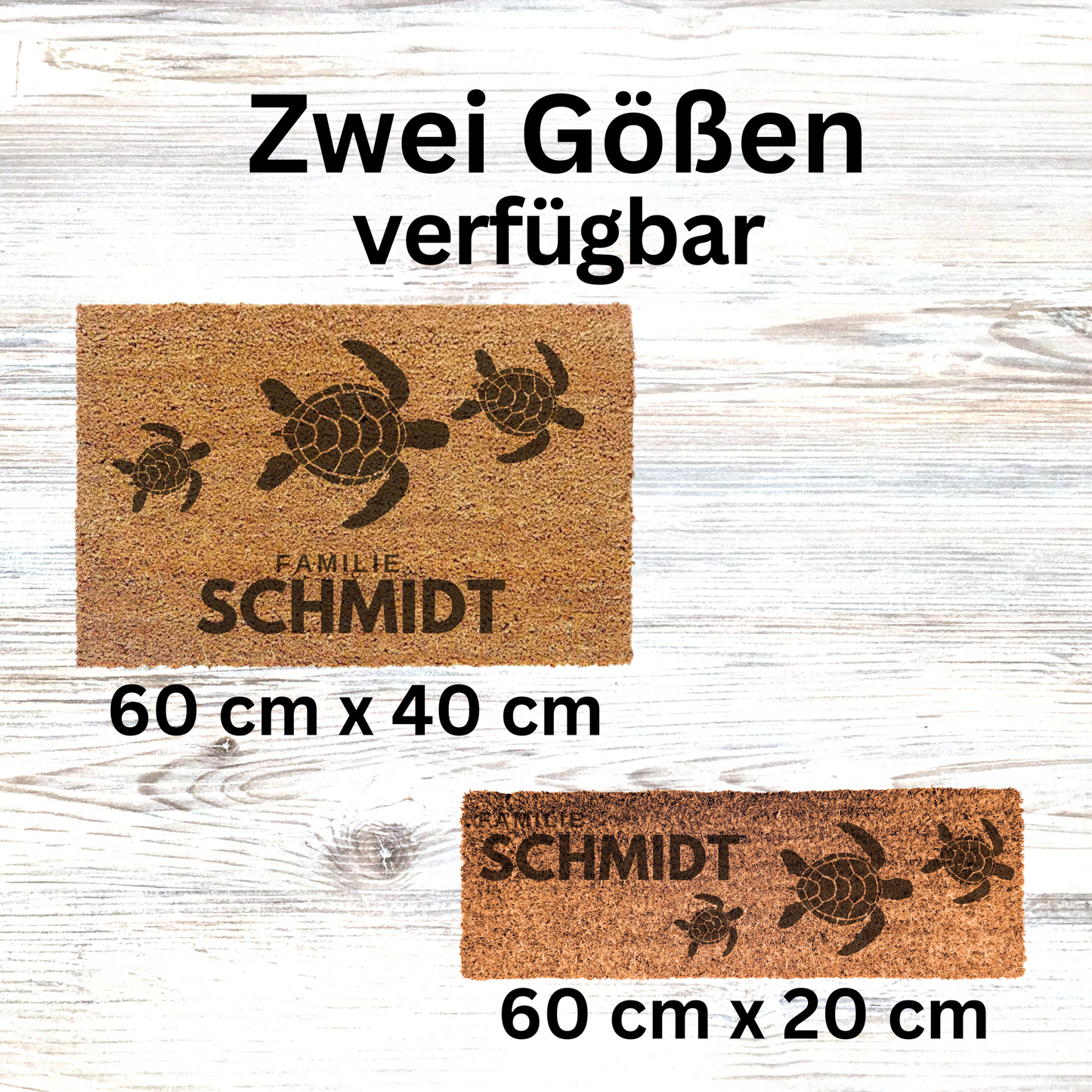 Personalisierte Kokos Fußmatte Meerestiere Schildkröten