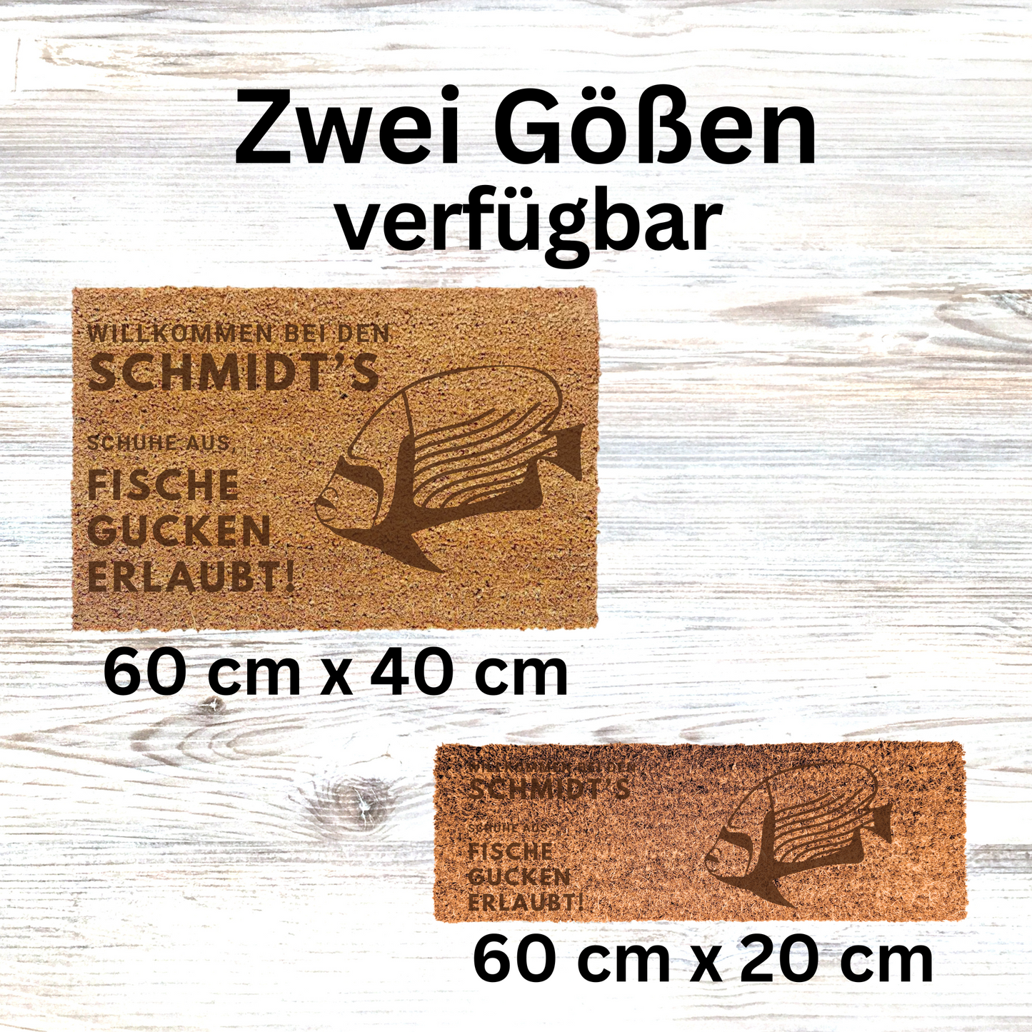 Personalisierte Kokos Fußmatte Fische gucken erlaubt