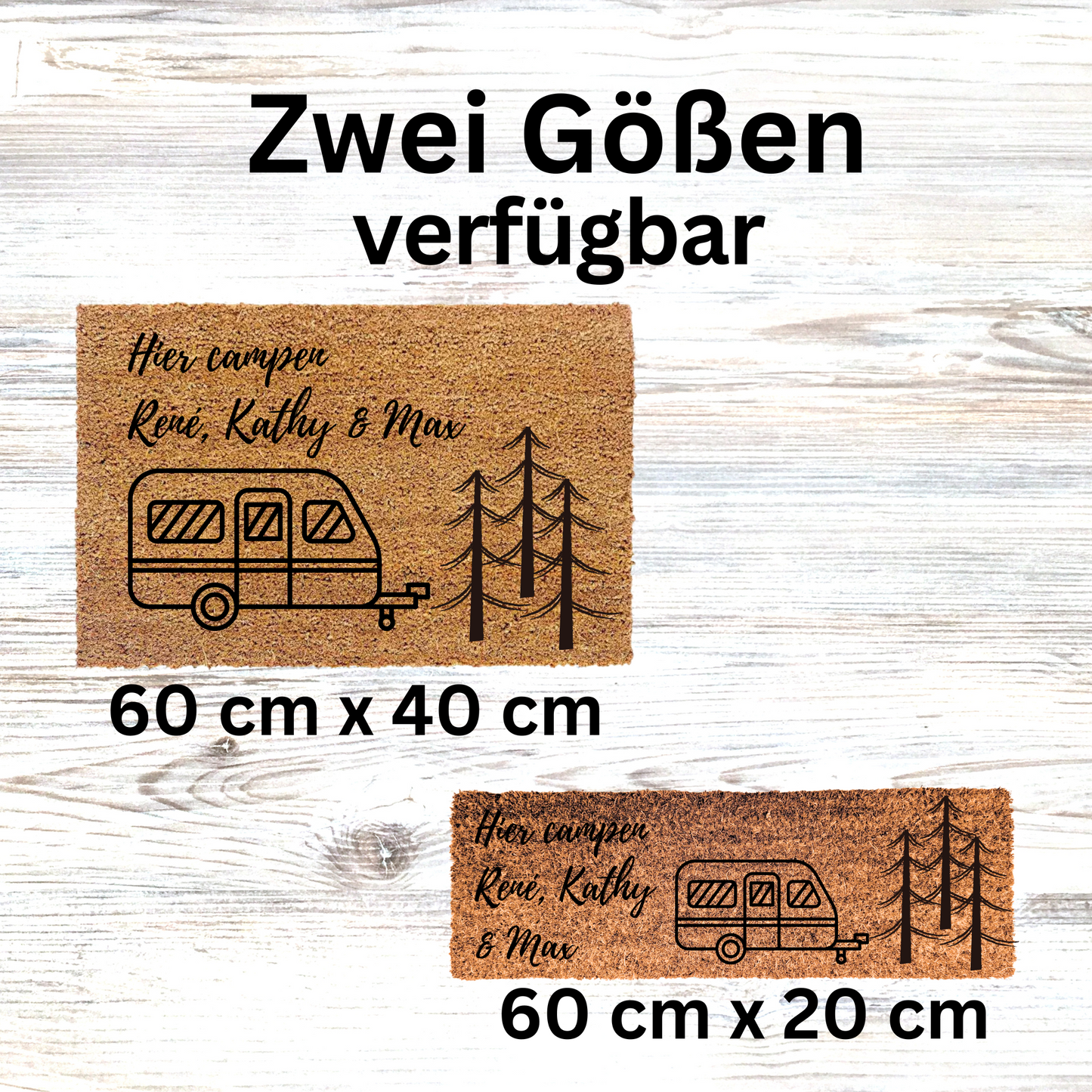 Personalisierte Kokos Fußmatte "Hier Campen..."