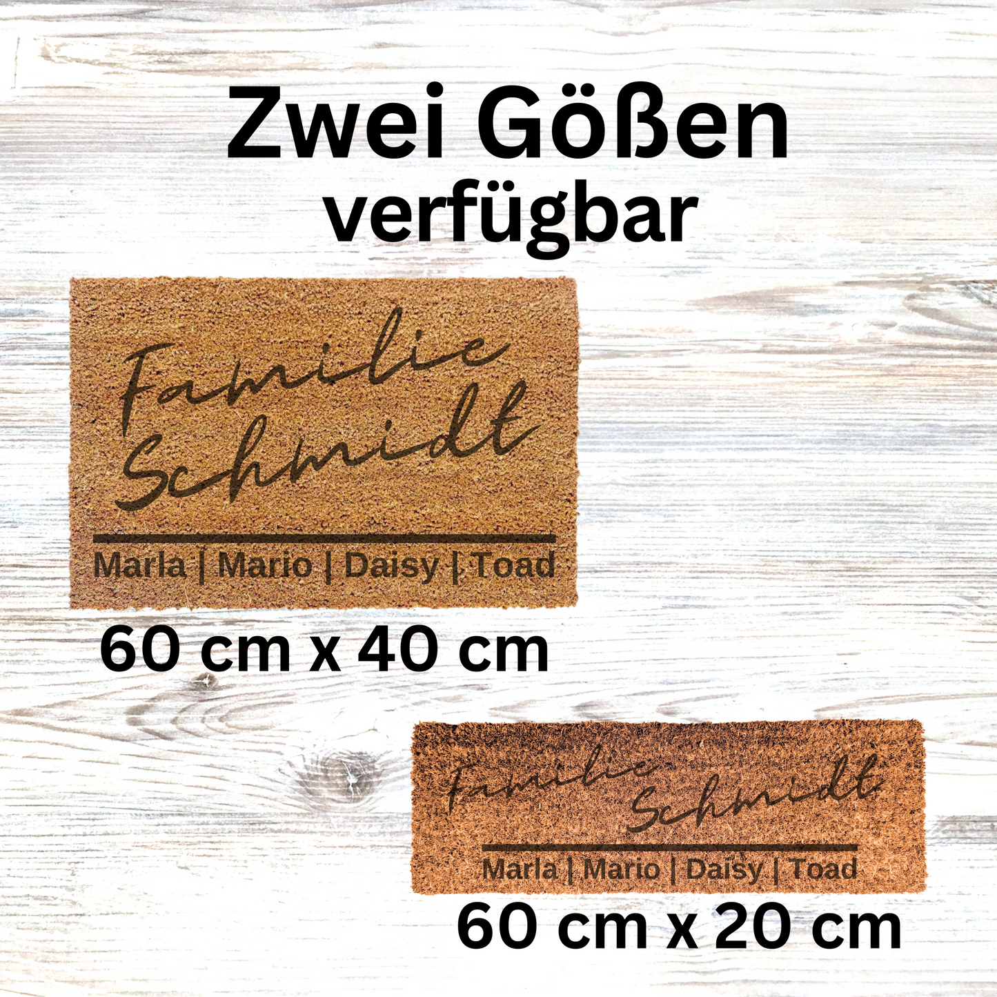 Personalisierte Kokos Fußmatte mit Nach und Vornamen