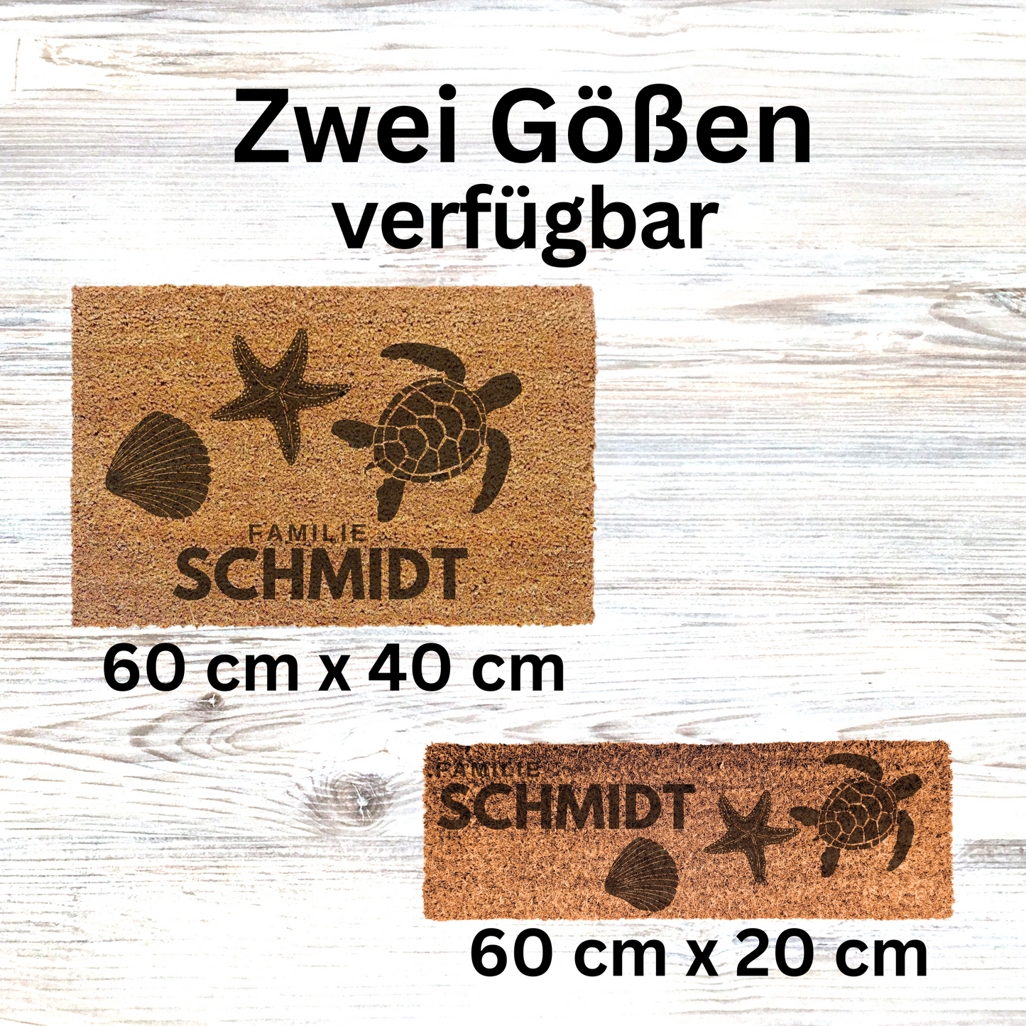 Personalisierte Kokos Fußmatte Meerestiere Mix
