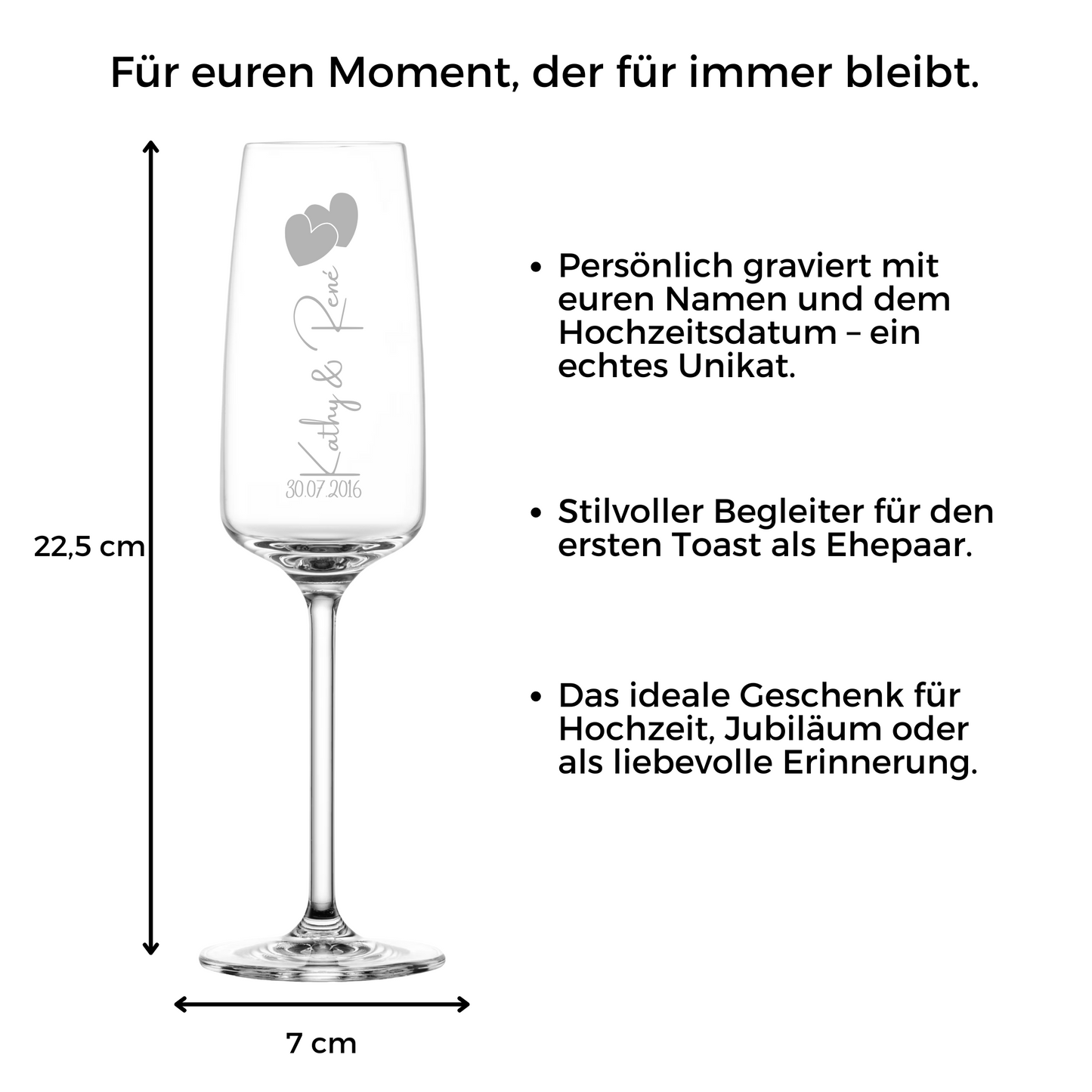 2er Set Sektglas mit Gravur Vertikal
