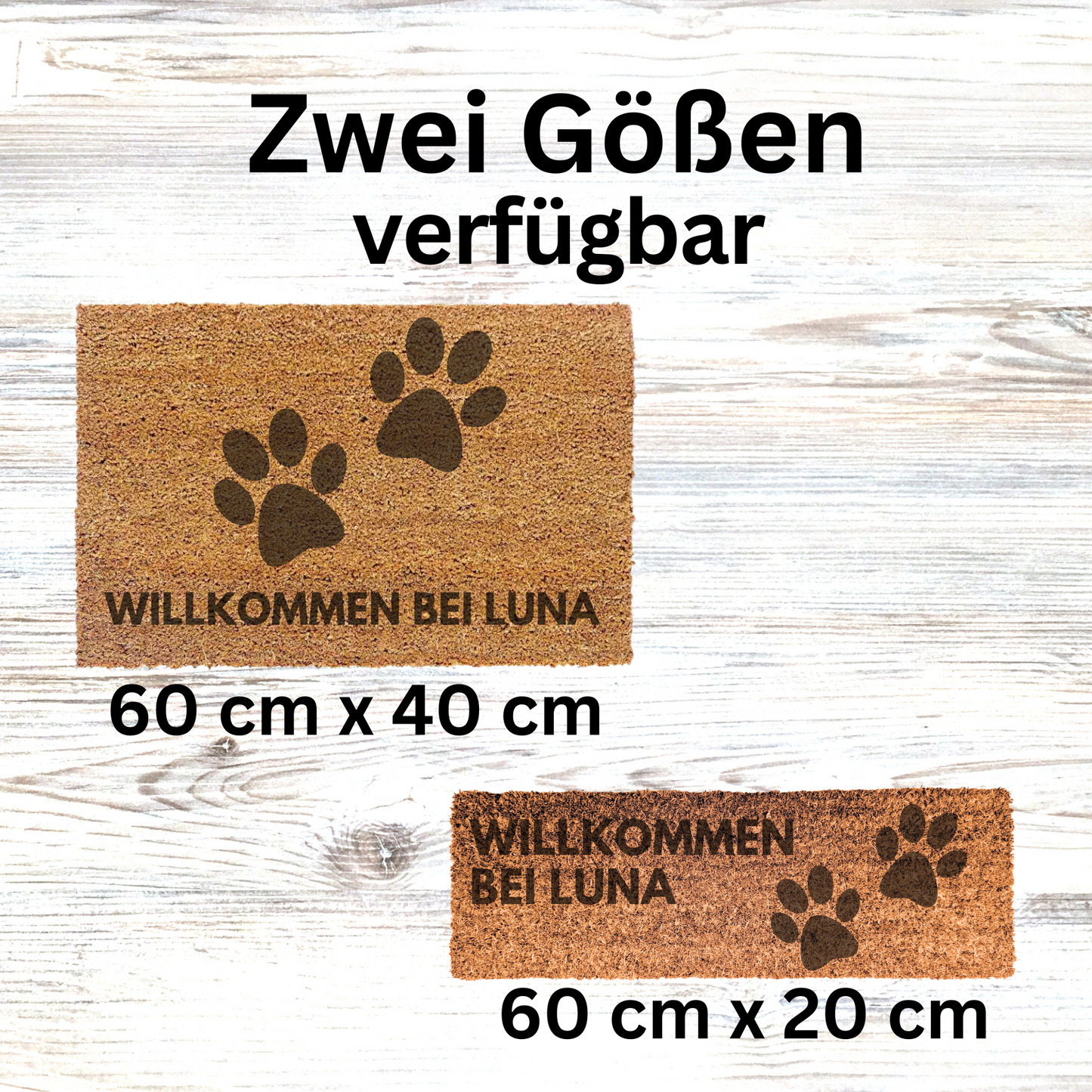 Personalisierte Kokos Fußmatte - Willkommen bei "Hundename"