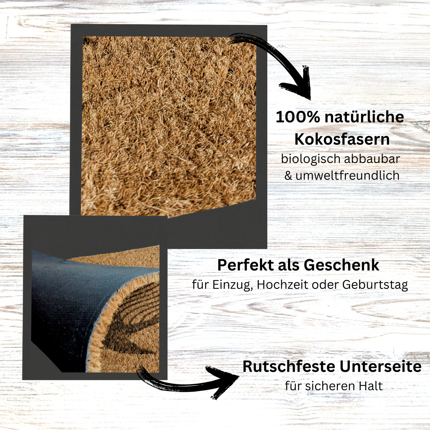 Personalisierte Kokos Fußmatte - Willkommen bei "Hundename" Knochen