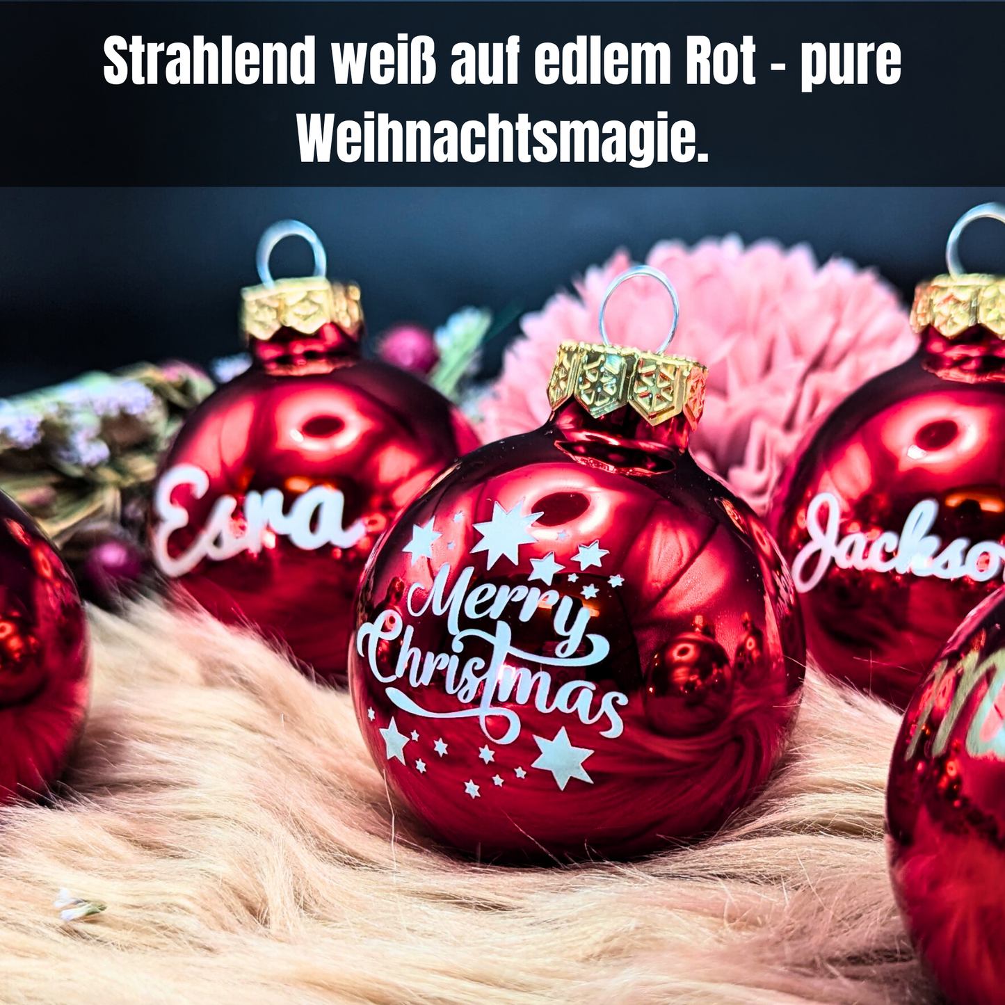 Weihnachtskugel mit Namen & Pfotenherz
