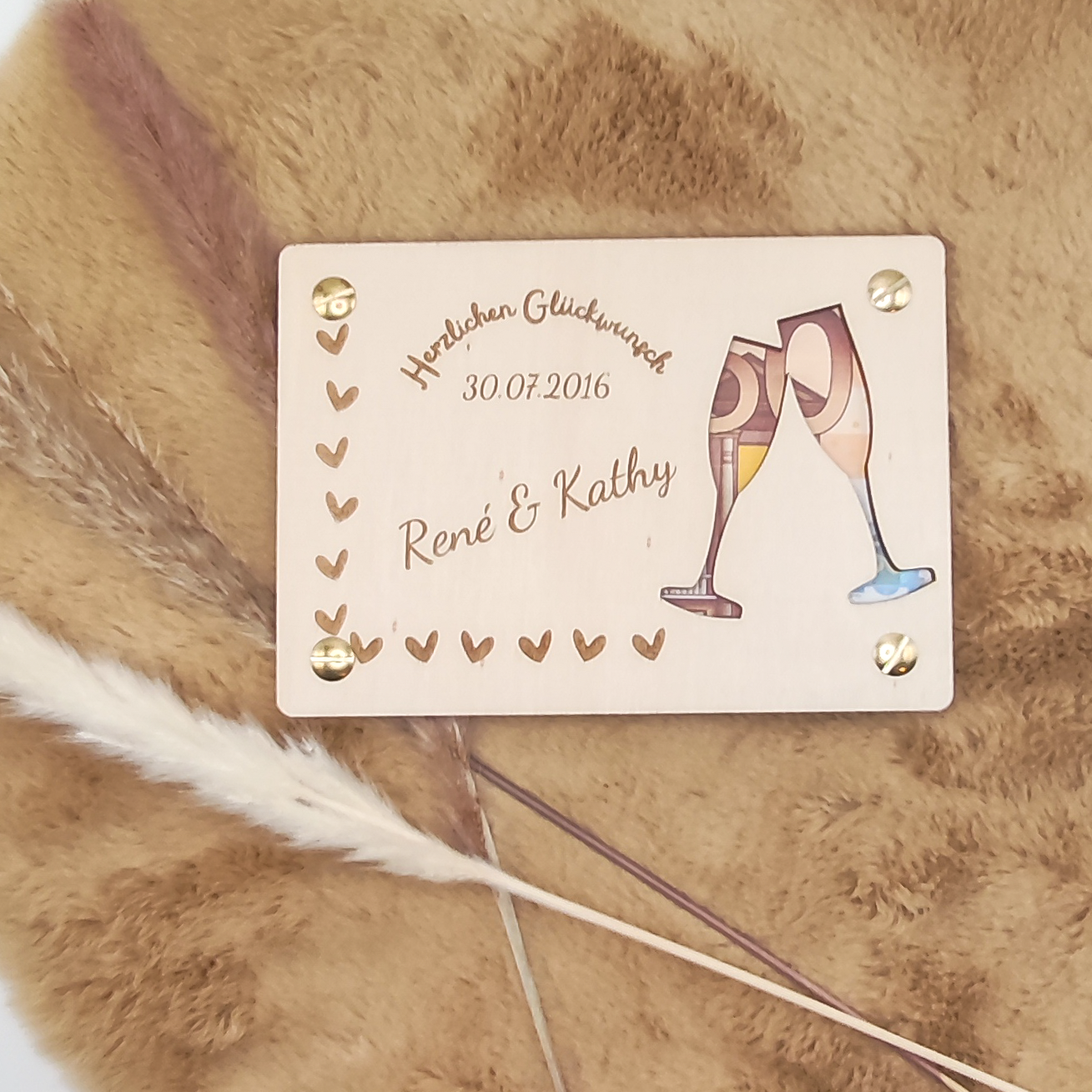 Personalisierte Geldgeschenkkarte aus Holz – Einzigartiges Hochzeitsgeschenk