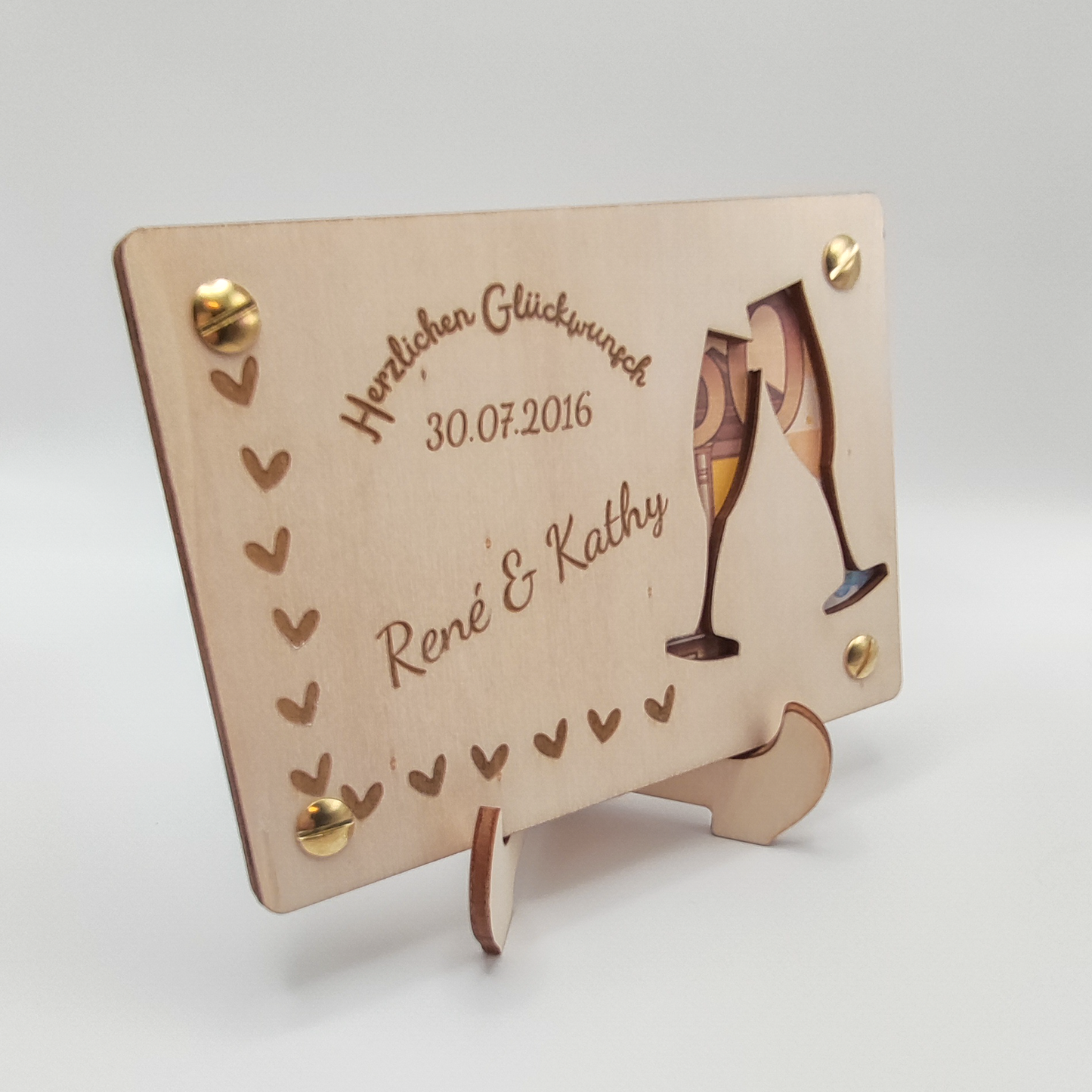 Personalisierte Geldgeschenkkarte aus Holz – Einzigartiges Hochzeitsgeschenk