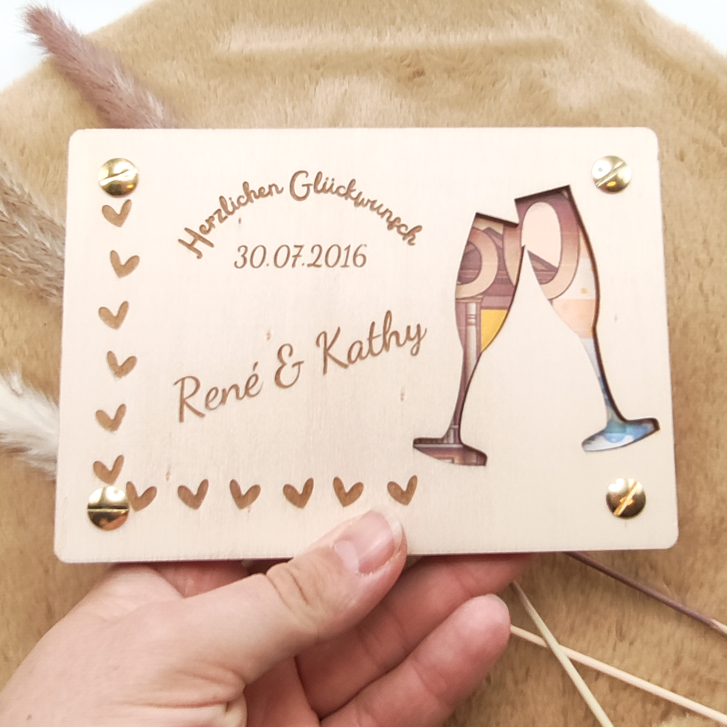 Personalisierte Geldgeschenkkarte aus Holz – Einzigartiges Hochzeitsgeschenk