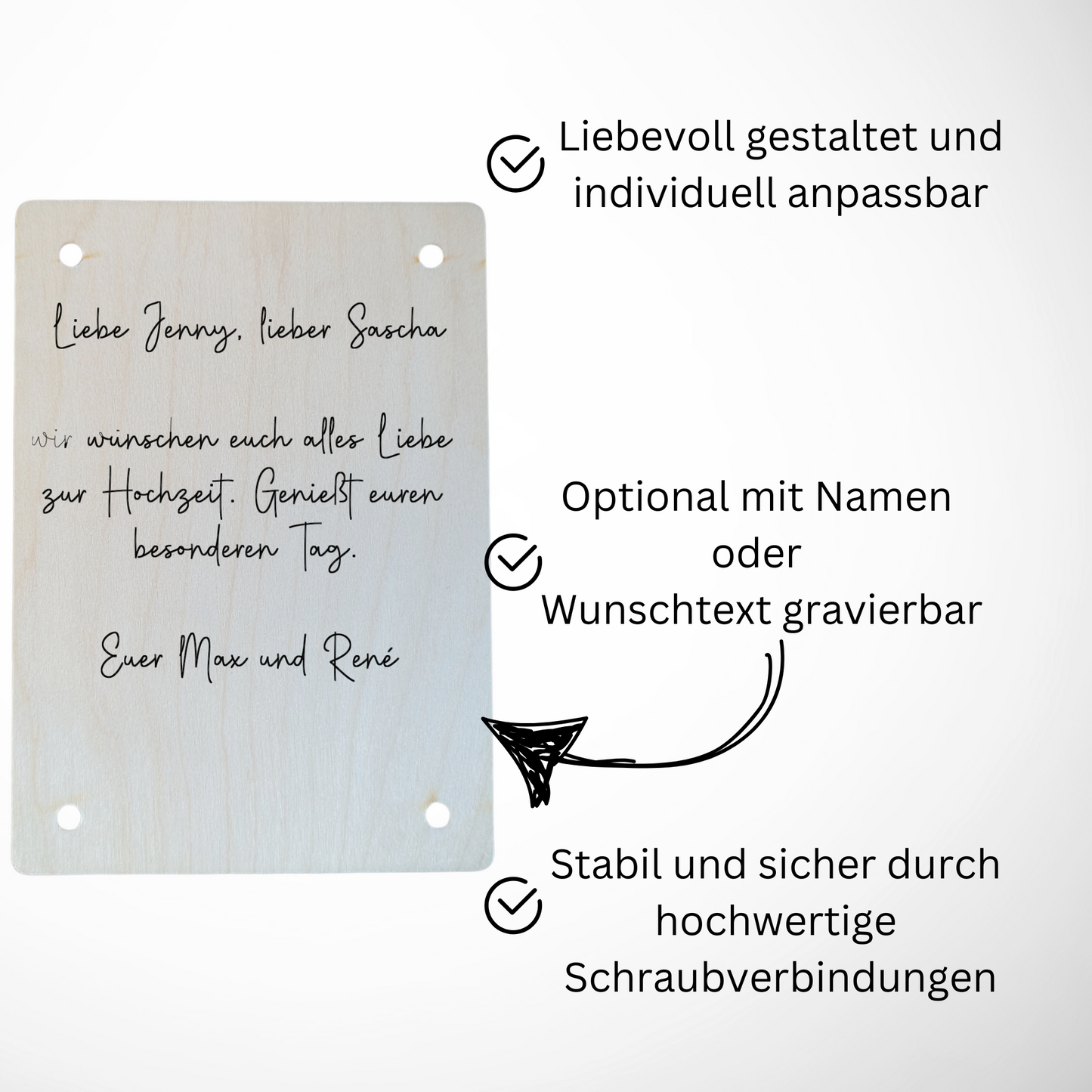Personalisierte Geldgeschenkkarte aus Holz – Das besondere Hochzeitsgeschenk