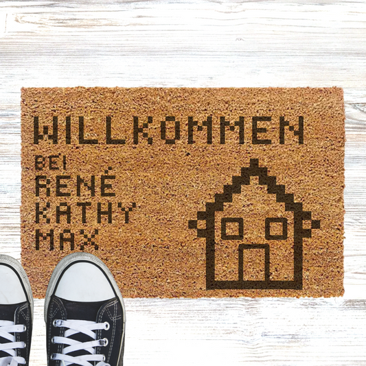 Personalisierte Kokos Fußmatte Pixel Art