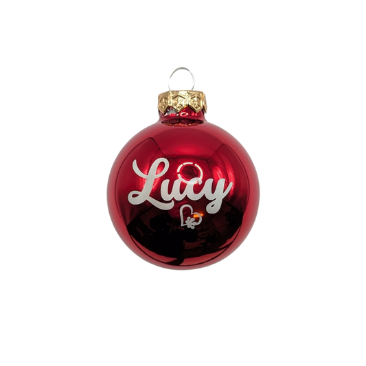 Weihnachtskugel mit Namen & Pfotenherz