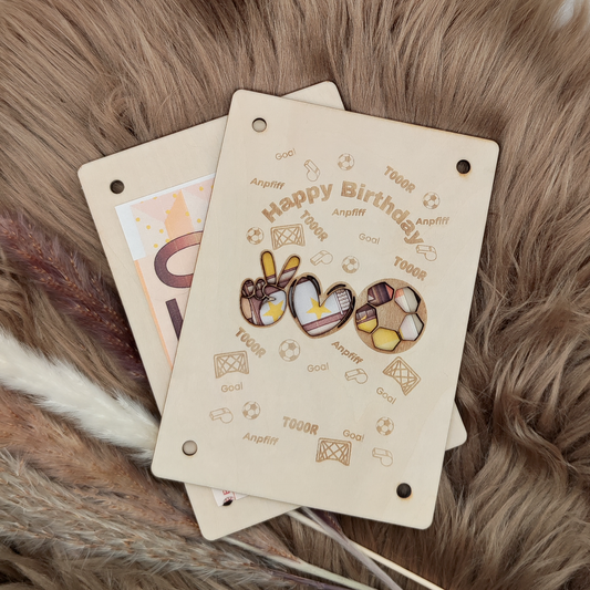 Personalisierte Geldgeschenkkarte aus Holz – Perfekt für den Kindergeburtstag