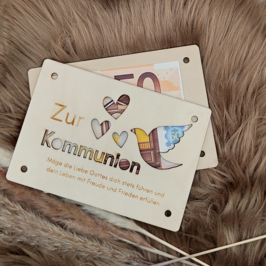 Kommunions-Geschenkkarte aus Holz – Einzigartiges Präsent zur Kommunion