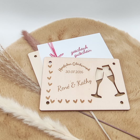 Personalisierte Geldgeschenkkarte aus Holz – Einzigartiges Hochzeitsgeschenk