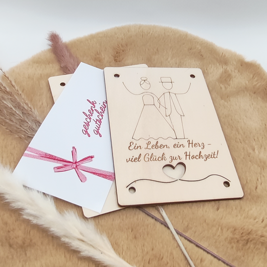 Personalisierte Geldgeschenkkarte aus Holz – Das besondere Hochzeitsgeschenk